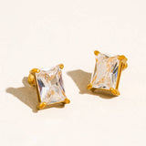 Emerald Gleam CZ Flat Back Stud Earrings