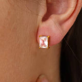 Emerald Gleam CZ Flat Back Stud Earrings