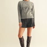 Evelyn 3D Flower Sweater Pullover - Grey