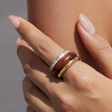 Sierra 18K Gold Red Jasper Mixed Stack Ring Set