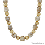 Sienna Natural Stone-Look & Gold Beaded Necklace