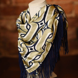 Game Day Fringe Square Scarf - Navy and Gold