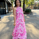 Thunder Bolt Halter Maxi Dress