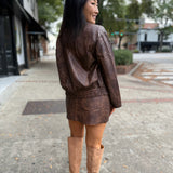 Rustic Brown Washed Leather Zip Up Jacket