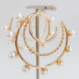 Maribel Gold-Tone Pearl Charm Hoop Earrings