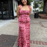 Salmon Red Leslie Ruffle Dress