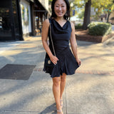 Black Drape Neck Dress