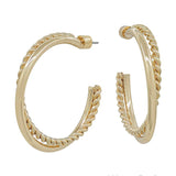 Golden Riviera Braided Hoop Earrings