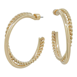 Sienna Braided Twist Gold Hoop Earrings