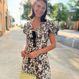 Painted Fields Tie Neck Mini Dress