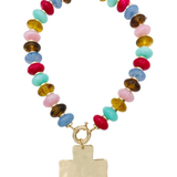 Cora Multi-Color Beaded Cross Pendant Necklace