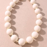 Chunky Round Resin Beaded Necklace - White