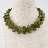 Marielle Olive Triple-Strand Beaded Statement Necklace
