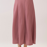 Maribel Chevron Stripe Bias-Cut Midi Skirt