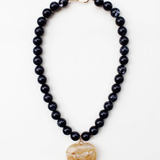 Monroe Black Beaded Statement Pendant Necklace