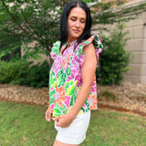 Tropical Bloom Flutter Top