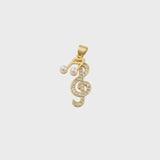 Gold CZ Treble Clef and Pearl Music Note Charm