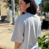 Heather Gray Double Knit Drop Shoulder Basic Top