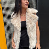 Light Taupe Faux Fur Shawl Collar Jacket