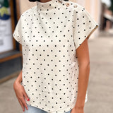 Polka Dot Top With Gold Button Detail