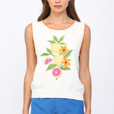 Citrus Bloom Embroidered Top