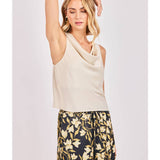 Ivory Last Night Cowl Neck Slv/Less Top