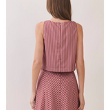 Maribel Striped Boatneck Sleeveless Crop Top