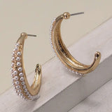 Lux Pearl Studded Hoop Earrings