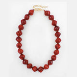 Maroon Acrylic Stone Chunky Beaded 16"-18" Necklace