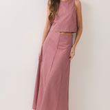 Maribel Chevron Stripe Bias-Cut Midi Skirt