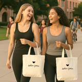 Sorority Name Heart Design On Mid-Size Canvas Tote