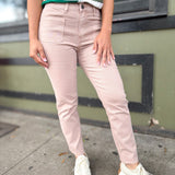 Reese High Rise Ankle Straight Jean in Rose