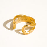 Corlisse 18K Gold Textured Crossover Ring
