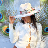 Lucie Hat with Aztec Accents Ivory