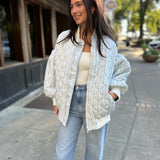 Wallpaper Floral Print Quilted Oversized Jacket