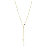 Flat Chain Lariat with Pearl Drops Necklace