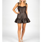 Dark Chocolate Suede Ruffle Romper