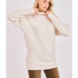 Cream Anya Turtleneck Tunic Length Sweater