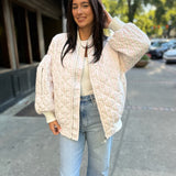 Wallpaper Floral Print Quilted Oversized Jacket