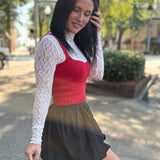 Crimson Corset Knit Crop Top