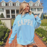 Greek Floral Embroidered Mock-Neck Sweatshirt