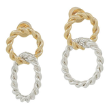 Sienna Two-Tone Braided Double-Link Drop Earrings