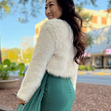 Cream Faux Fur Cropped Jacket