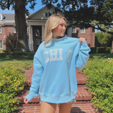Greek Floral Embroidered Mock-Neck Sweatshirt