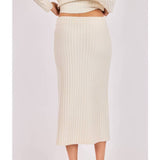 Ivory Cosette Rib Knit Midi Skirt