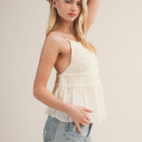 Dreamy Layers Tiered Ruffle Babydoll Cami - Natural