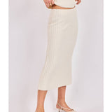 Ivory Cosette Rib Knit Midi Skirt