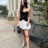 Black Sweetheart Neck Polka Dot Bubble Dress