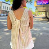 Rosé Striped Sleeveless Blouse