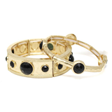 Riley Hammered Gold Black Stone Bracelet Set